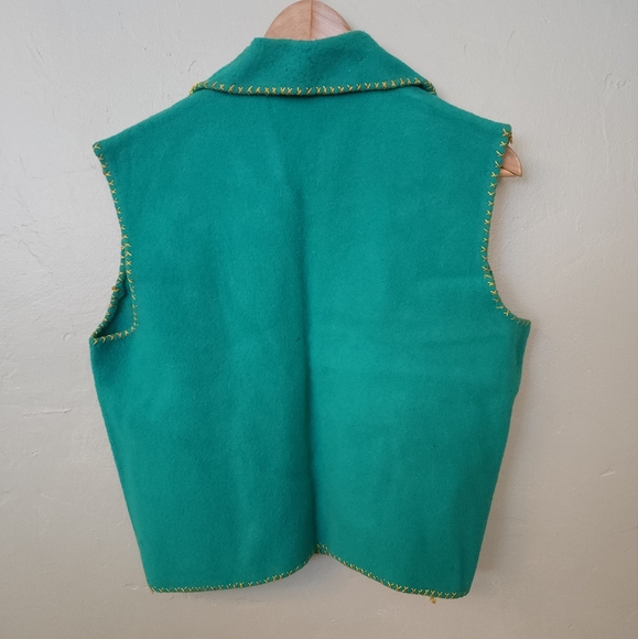 Vintage 1970s Golden Silk Thread Embroidered Wool Vest - Picture 5 of 14